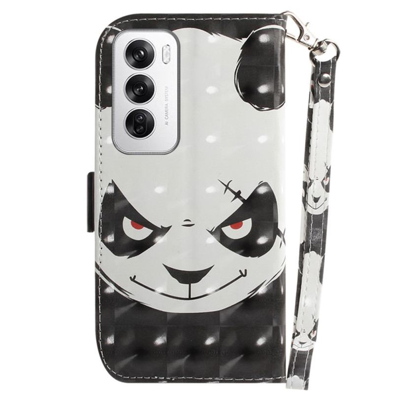 Etui Folio Oppo Reno 12 5g Wściekła Panda Z Paskiem
