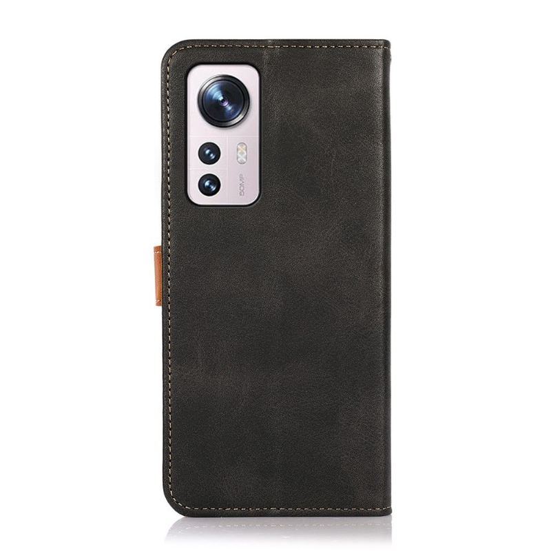 Etui Folio do Xiaomi 12 Pro Obrzeża Khazneh Bicolor Sztuczna Skóra
