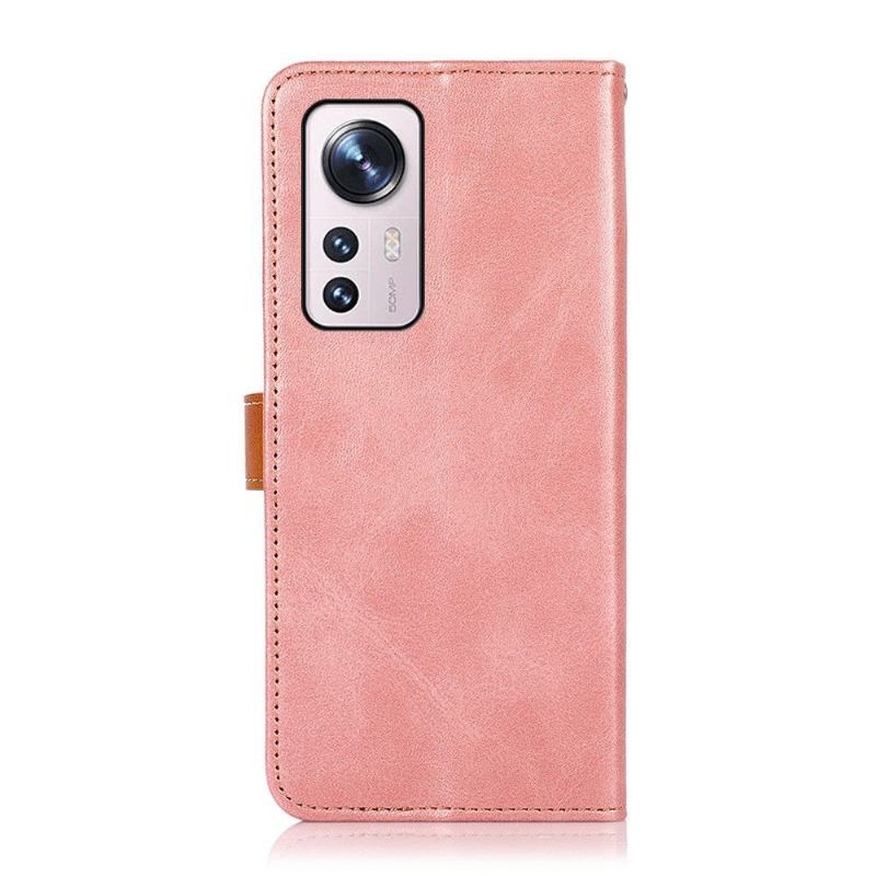 Etui Folio do Xiaomi 12 Pro Obrzeża Khazneh Bicolor Sztuczna Skóra