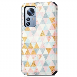 Etui Folio do Xiaomi 12 Pro Skórzany Futerał Nordic Styl Klapka